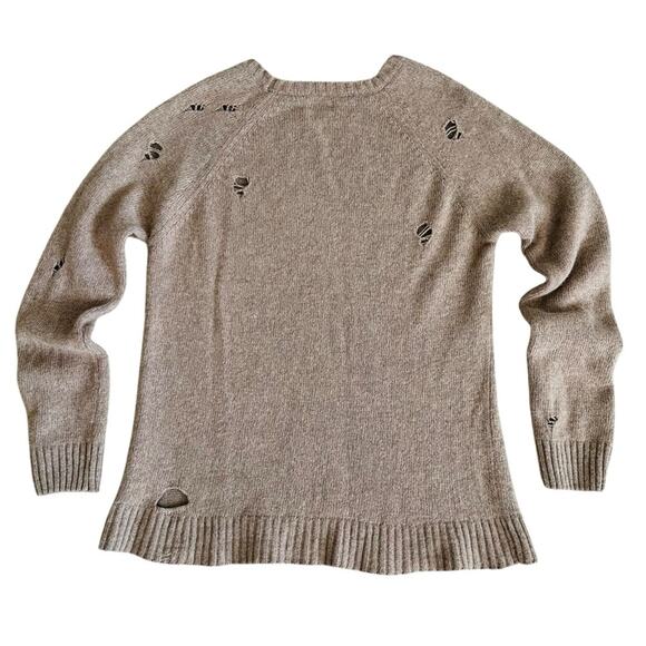Anine Bing Wool Sweater Distressed Taupe Neutral Minimalist Fall Winter Medium - Picture 9 of 14